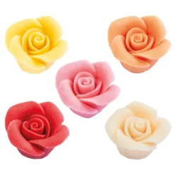Boite 24 Roses pâte d'amande assorties 27mm