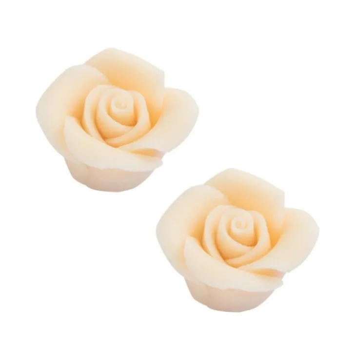 Boite 24 Roses pâte d'amande blanches 24mm