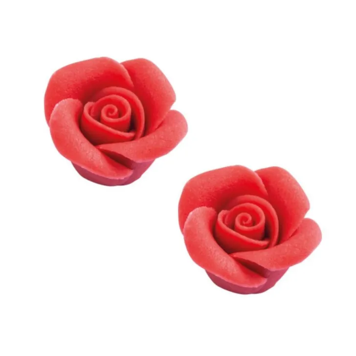 Boite 24 Roses pâte d'amande rouges 24mm