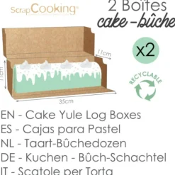 2 boites de transport à cakes/bûches 35x11x11 cm