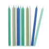 12 bougies longues bleu et argent
