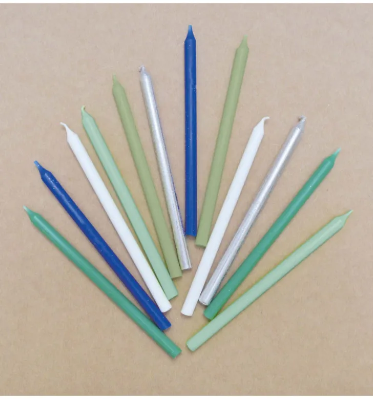 12 bougies longues bleu et argent