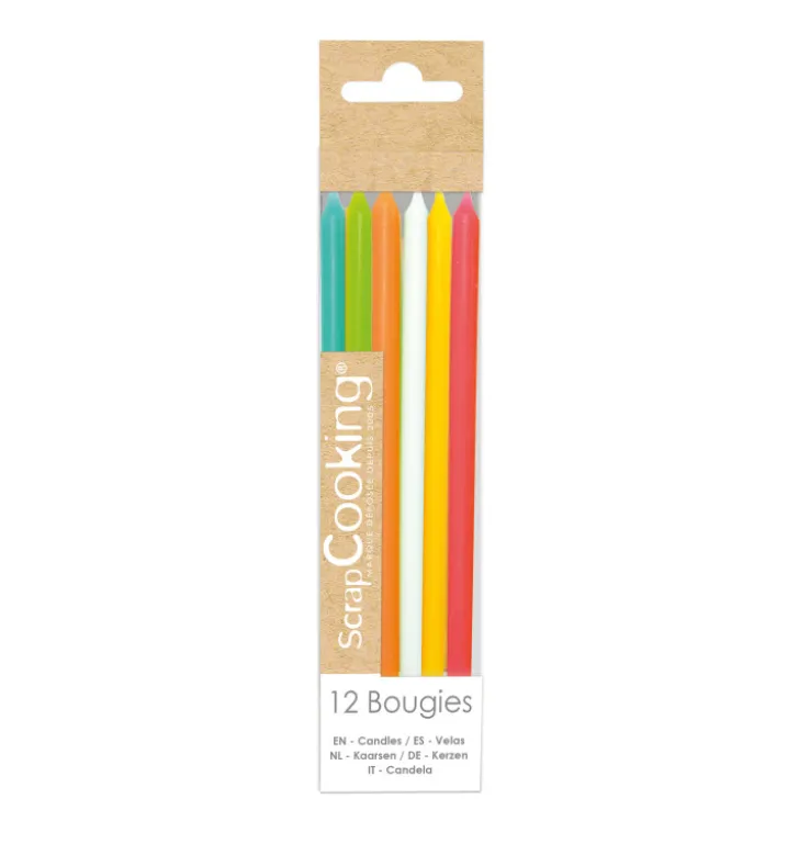12 bougies longues multicolore