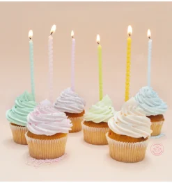 12 bougies longues torsadées pastel