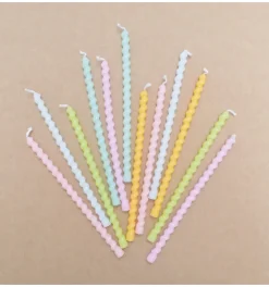 12 bougies longues torsadées pastel