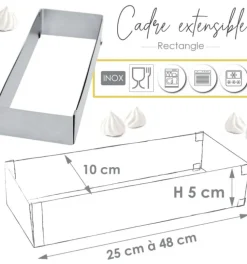 Cadre pâtissier rectangle extensible inox