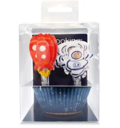 24 caissettes + 24 cake toppers espace