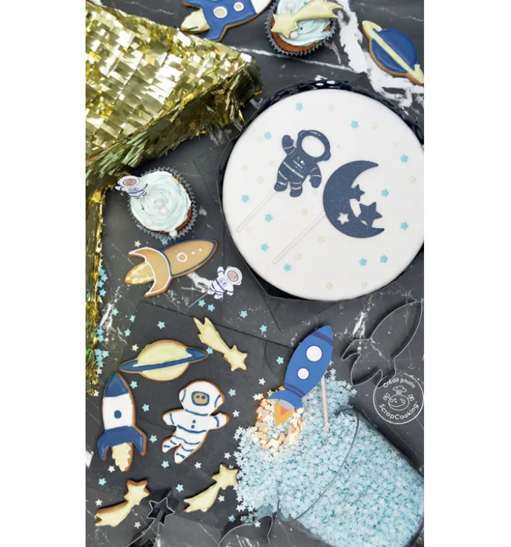 24 caissettes + 24 cake toppers espace