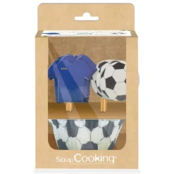 24 caissettes + 24 cake toppers Football