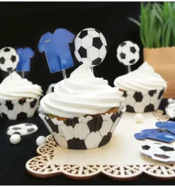 24 caissettes + 24 cake toppers Football