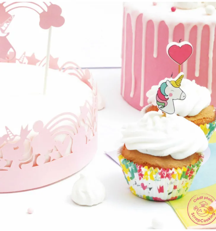 24 caissettes + 24 cake toppers licorne