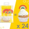 24 caissettes + 24 cake toppers rainbow