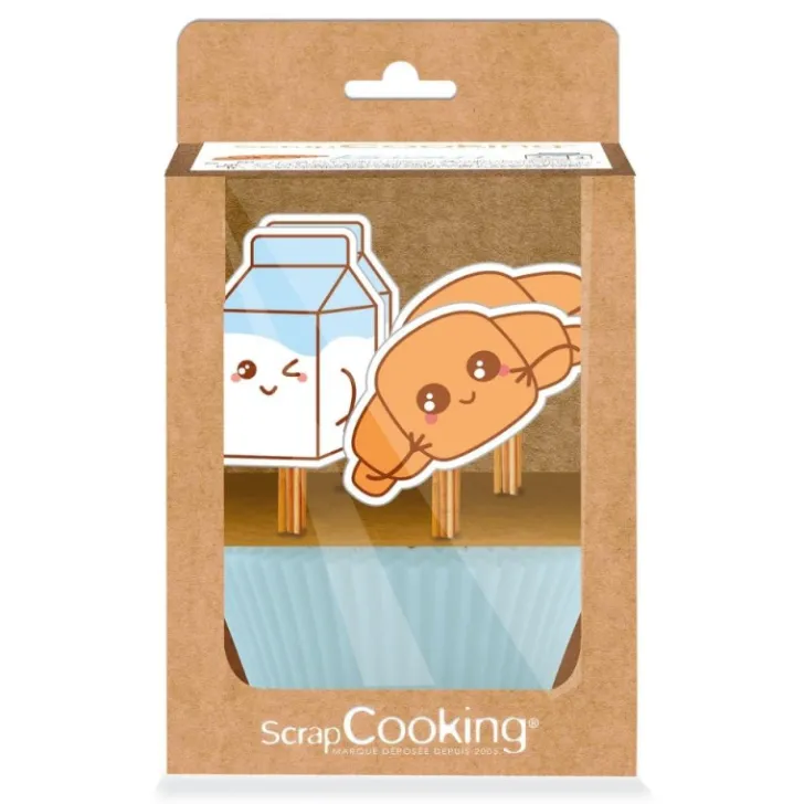 24 caissettes cupcakes et 24 cake toppers Kawaii
