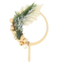 Cake topper bois Couronne de Noël