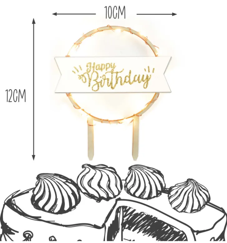 Cake topper led Happy Birthday