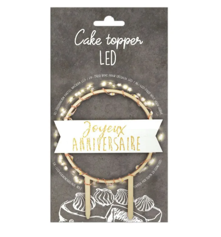 Cake topper led Joyeux Anniversaire