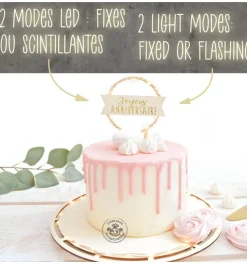 Cake topper led Joyeux Anniversaire