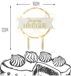 Cake topper led Joyeux Anniversaire