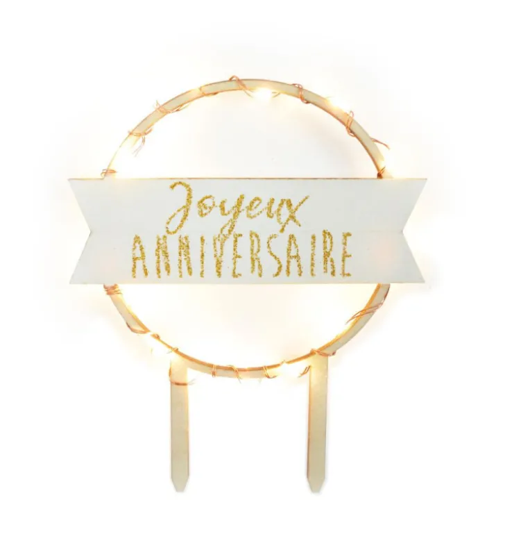Cake topper led Joyeux Anniversaire