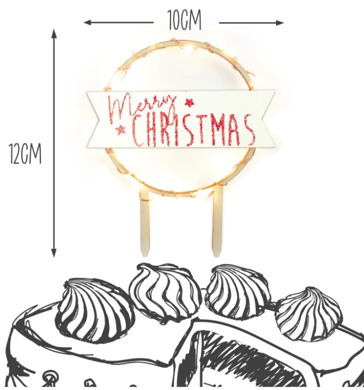 Cake topper led Merry Christmas