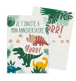 8 cartes d'invitation Dinosaure