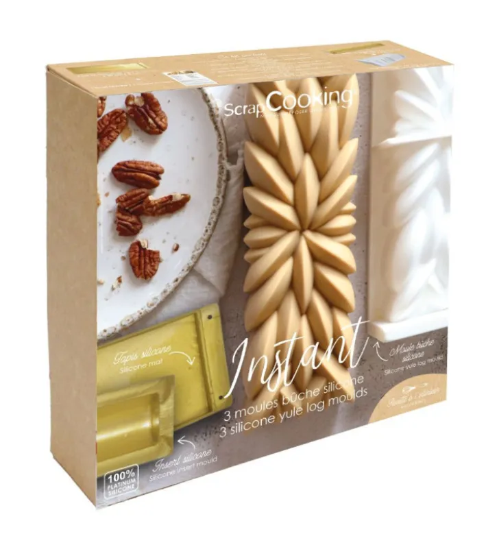 Coffret bûche de Noël Instant - Moules, insert, tapis & recettes