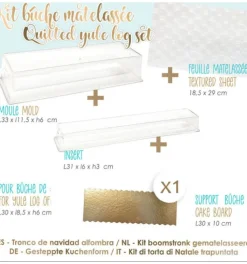 Coffret Bûche de Noël Matelassée - Moule, insert, tapis, support & recette
