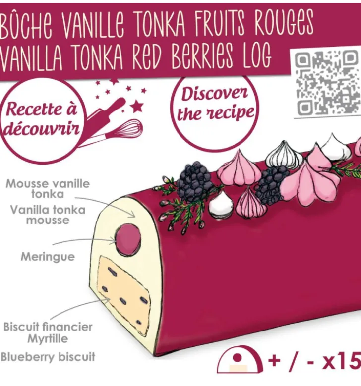 Coffret Bûche de Noël XXL - Moule Inox & feuilles rhodoïd