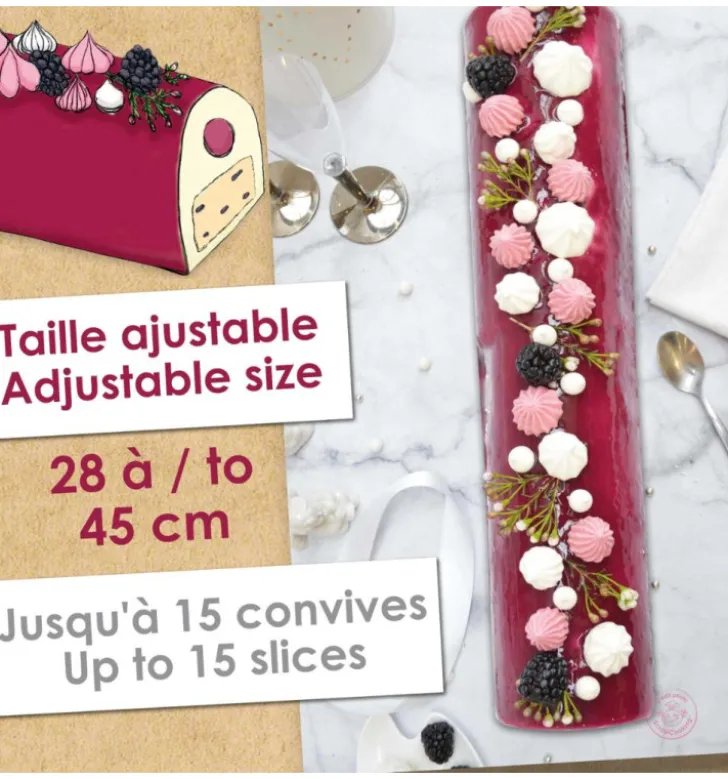 Coffret Bûche de Noël XXL - Moule Inox & feuilles rhodoïd