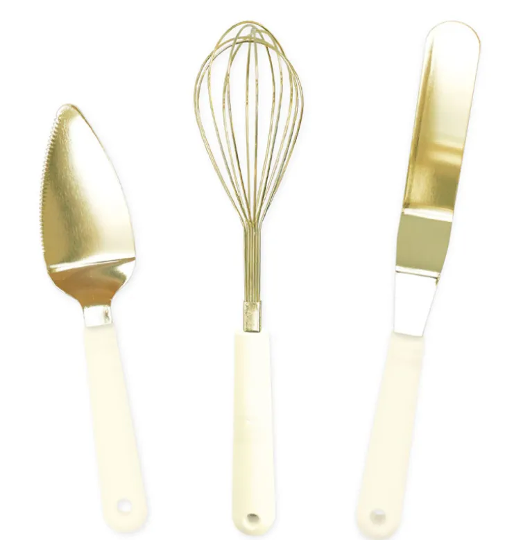 Coffret 3 ustensiles dorés