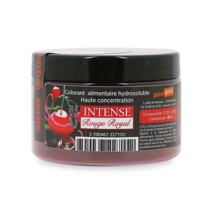 Colorant alimentaire hydrosoluble intense rouge royal en poudre - 50 g