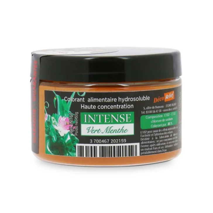 Colorant alimentaire hydrosoluble intense vert menthe en poudre - 50 g