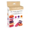 3 colorants en poudre orange, violet, rose