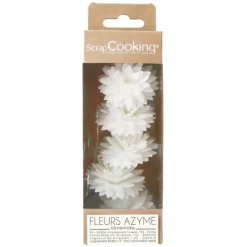 Décors azyme fleurs dahlias blanches x5