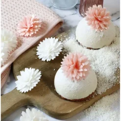Décors azyme Fleurs dahlias blanches et roses pastel x5