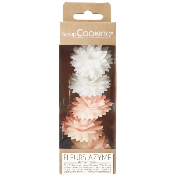 Décors azyme Fleurs dahlias blanches et roses pastel x5