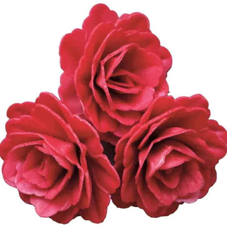 Décors azyme roses royales rouges x3