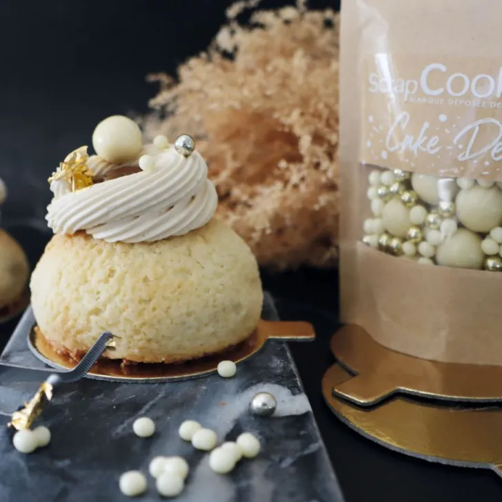 Décors perles chocolat blanc et doré