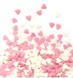 Décors sucrés cœurs blancs/roses 50g