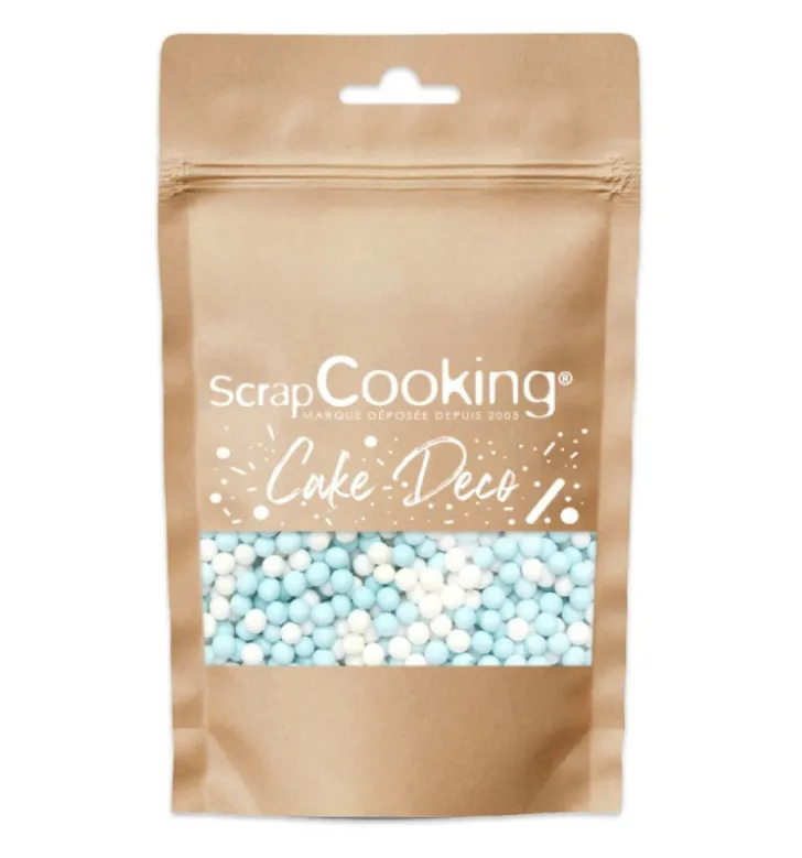 Décors sucrés perles blanc/bleu 55g