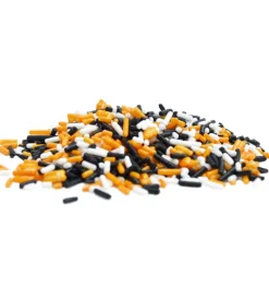 Décors sucrés vermicelles orange/noir/blanc 80g