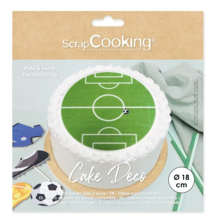 Disque pâte à sucre terrain de football 18 cm