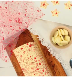 2 feuilles transfert pour bûche - Motif Noël