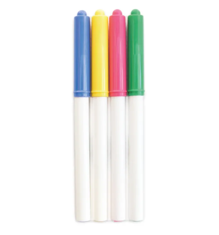 4 feutres alimentaires jaune, vert, rose, bleu