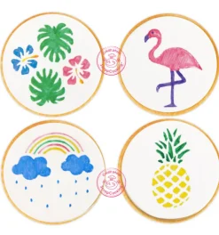 4 feutres alimentaires jaune, vert, rose, bleu