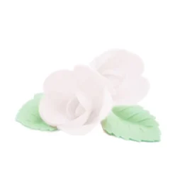 Fleurs azyme roses blanches x4 & feuilles vertes x6