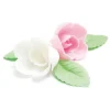 Fleurs azyme roses x4 & feuilles vertes x6