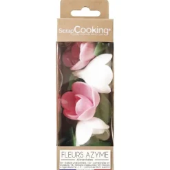 Fleurs azyme roses x4 & feuilles vertes x6