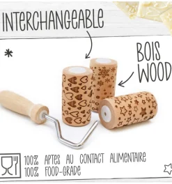 Manche en bois pour mini rouleau pâtissier