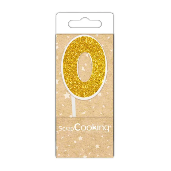 Mini bougie dorée chiffre 0